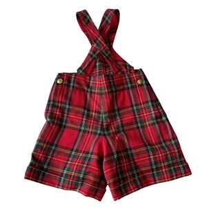 Ralph Lauren Plaid Suspender Bib Front Shorts Toddler Boy's Size 18-24 months